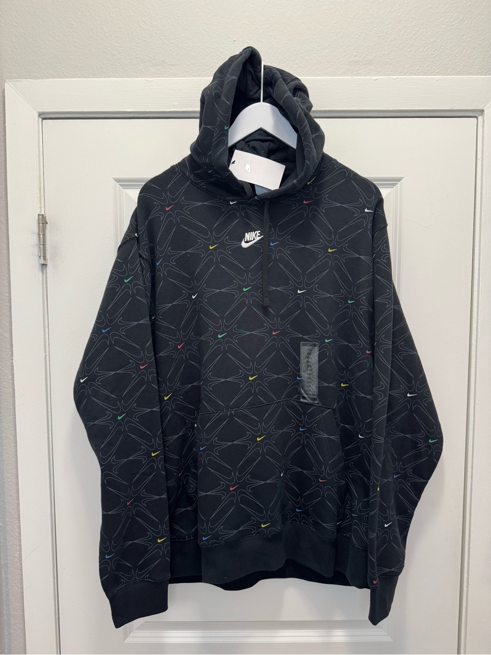 Nike Sportswear Club Fleece Hoodie Black AOP All Over Print